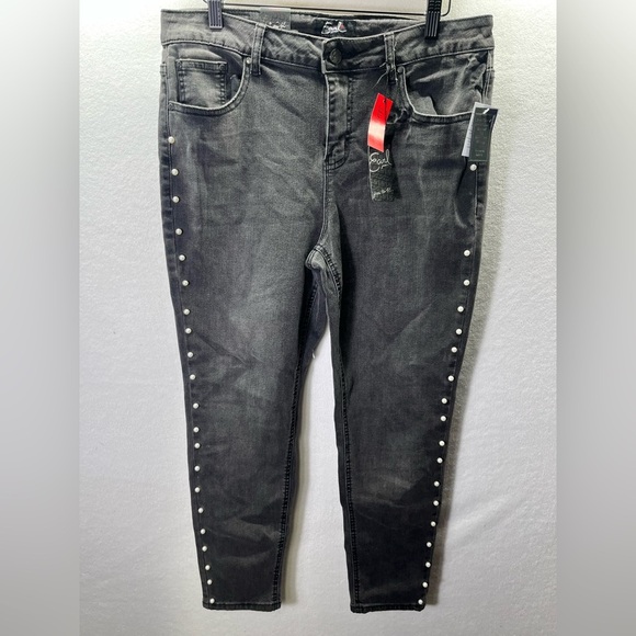 Earl Jeans Black Pearl Skinny Ankle Jeans Womens 14 Plus size stretch NWT 2241 - Picture 1 of 13
